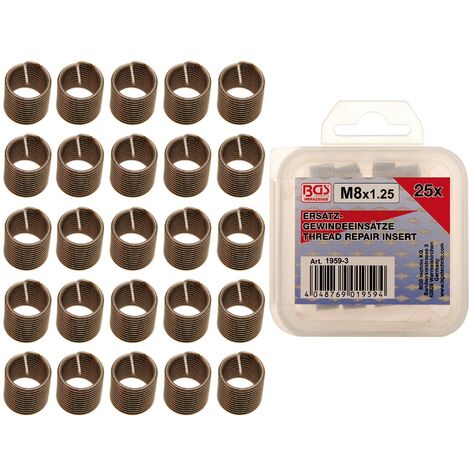 INSERTS TARAUDÉS M8 X 1,25 MM 25 PIÈCES BGS 1959-3