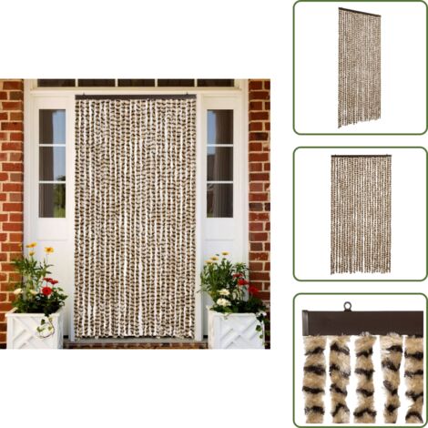 Insetti - vidaXL Tenda Antimosche Beige e Marrone 100x230 cm in Ciniglia - Ciniglia