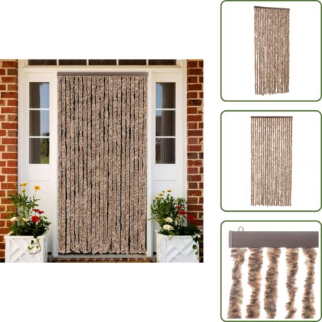 Insetti - vidaXL Tenda Antimosche Beige e Marrone Scuro 90x200 cm in Ciniglia - Ciniglia