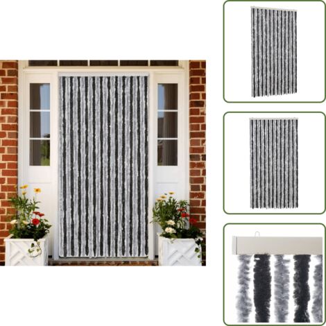 Insetti - vidaXL Tenda Antimosche Grigia e Nera 100x220 cm in Ciniglia - Ciniglia