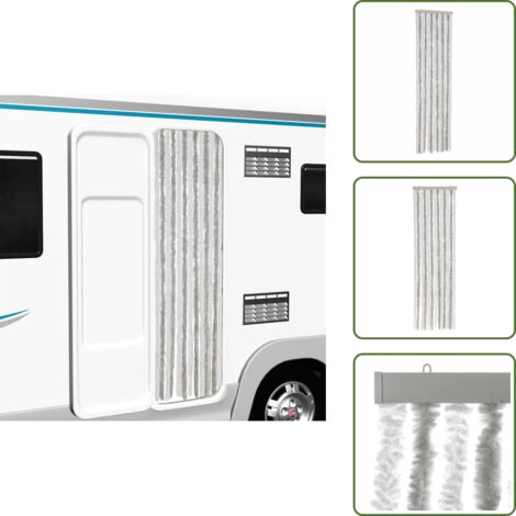 Insetti - vidaXL Tenda Antimosche Grigio Chiaro e Bianco 56x185 cm in Ciniglia - Ciniglia