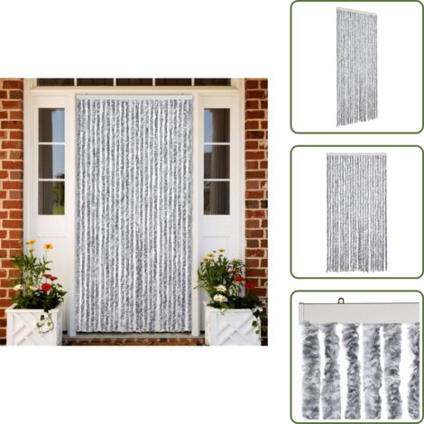 Insetti - vidaXL Tenda Antimosche Grigio e Bianca 100x200 cm in Ciniglia - Protezione da insetti