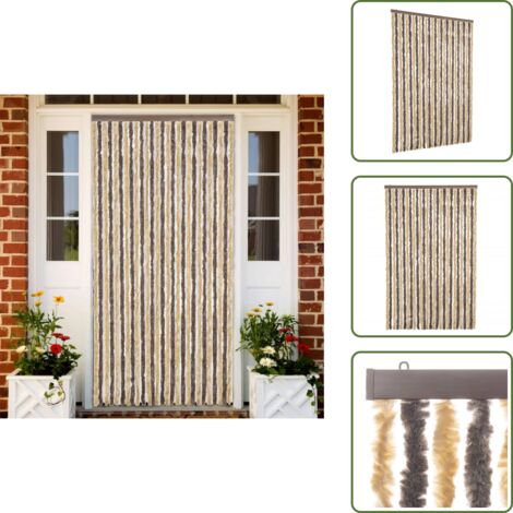 Insetti - vidaXL Tenda Antimosche Marrone Scuro e Beige 118x220 cm in Ciniglia - Ciniglia