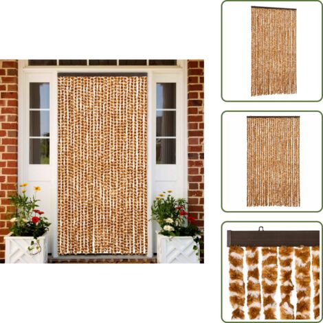 Insetti - vidaXL Tenda Antimosche Ocra e Bianca 118x220 cm in Ciniglia - Ciniglia