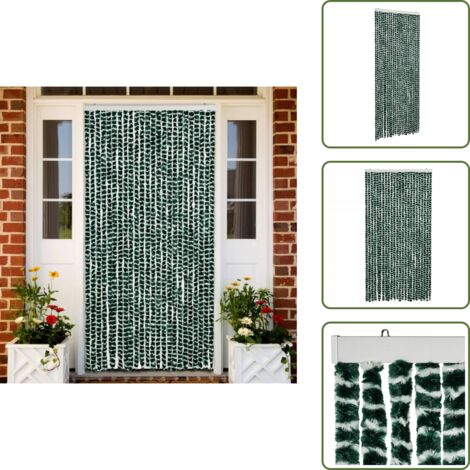 Insetti - vidaXL Tenda Antimosche Verde e Bianca 100x200 cm in Ciniglia - Ciniglia