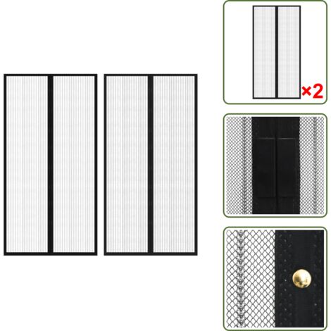 Insetti - vidaXL Tende Antimosche per Porta 2 pz 210 x 100 cm 2pz Magneti Nera - Protezione da insetti