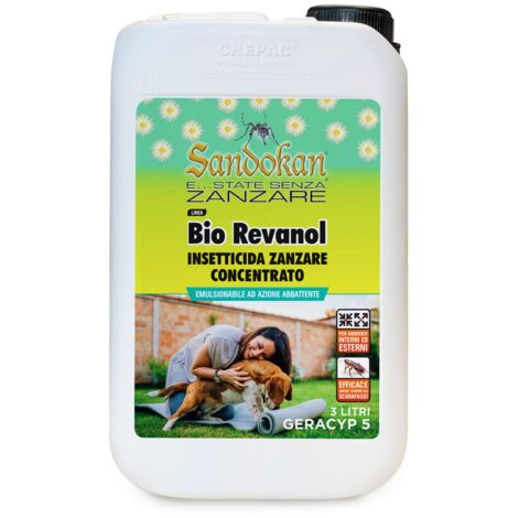 Insetticida Concentrato Abbattente Sandokan B Revanol Formula PLUS 10% – 3L  Azione Immediata Contro Zanzare, Insetti Volanti e Striscianti  Per Giardini, Prati e Siepi