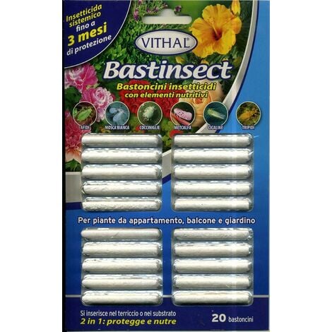 INSETTICIDA SISTEMICO PIANTE ORNAMENTALI "BASTINSECT" CONFEZIONE DA 20 Bastoncini