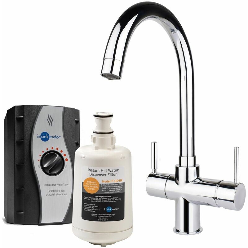 3 in 1 Kitchen Tap Hot & Cold Chrome + Boiling Tank - Insinkerator