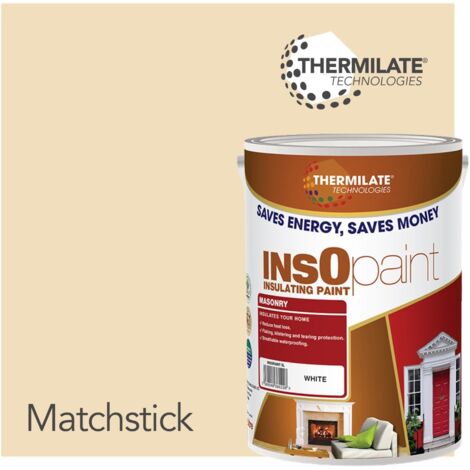 InsOpaint Exterior Masonry Paint - Heat Reflecting, Insulating & Weatherproof Exterior Wall Protection - Matchstick - 5L