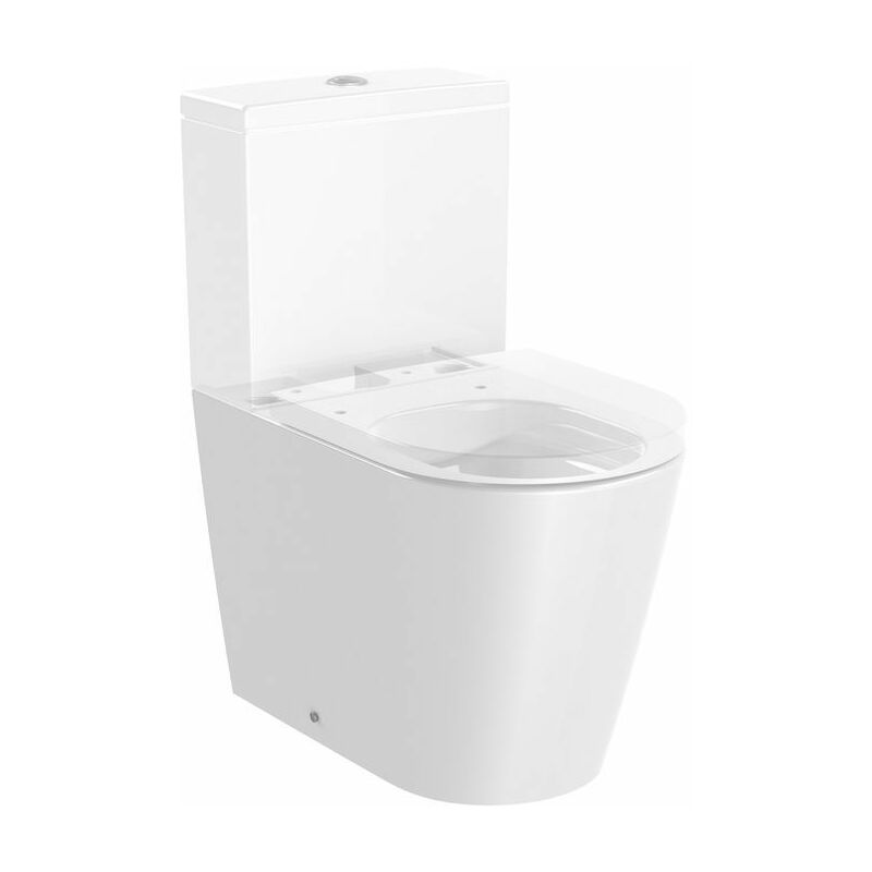 

ROCA Taza Rimless compacta adosada a pared con salida dual para inodoro de tanque bajo - Blanco - Inspira Round Tanque, tapa y asiento no incluido.