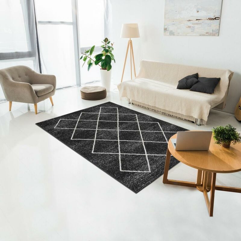 

Alfombra de diseño de Balania hecha de polipropileno gris. - Gris