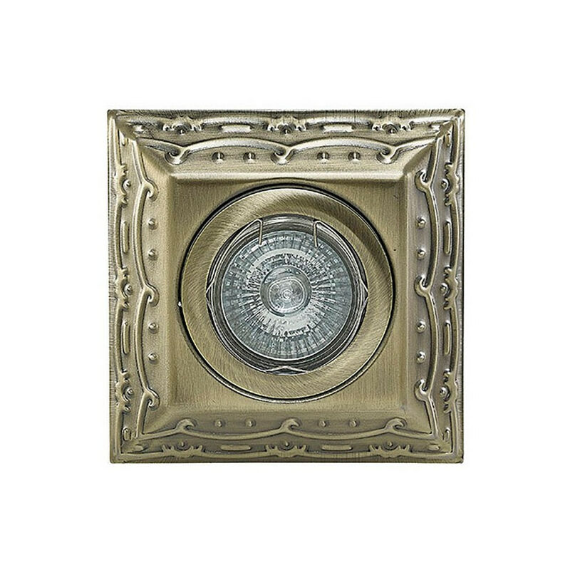 Image of Inspired Aspen Downlight dal design vintage quadrato GU10 in ottone anticato, taglio: 60 mm