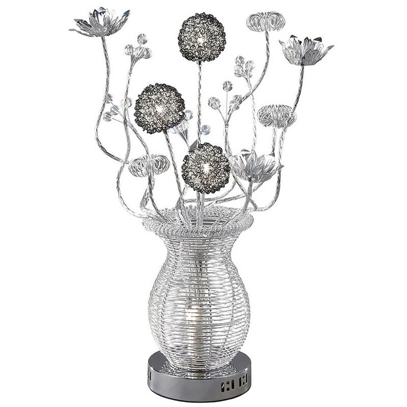 Inspired Lighting - Inspired Calista Aluminium Lampe de table Calista 4 lumières G4 argent/noir/cristal, non compatible led/cfl