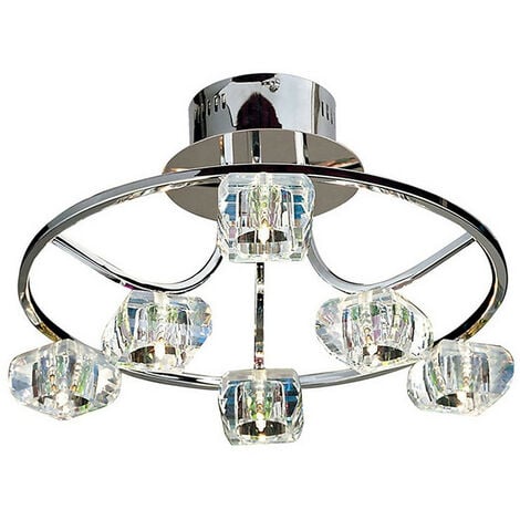 Inspired Clearance - Polana Semi Flush Round 6 Light G4 Polished Chrome, NOT LED/CFL Compatible
