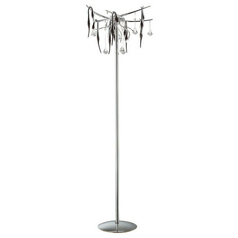 Diyas - Inspired Cygnet Lampada da Terra 6 Luci G4 Cromo Lucido/Vetro Nero/Cristallo, non Compatibile led/cfl Peso Articolo: 15kg