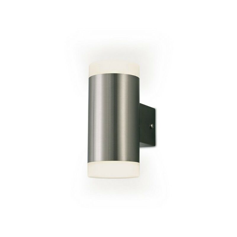 

Inspired Deco - Alpin - Lámpara de pared cilíndrica con iluminación ascendente y descendente, LED 2x4W IP44, 4000K, acero inoxidable, difusor de