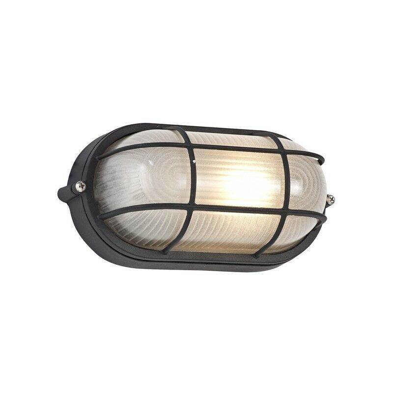 

Inspired Deco - Avon - Lámpara de pared ovalada, lámpara de techo, 1 luz E27, IP44, negro, vidrio