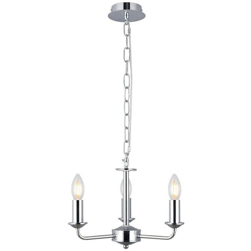 Image of Inspired Lighting - Inspired Deco - Banyan - Lampada a sospensione a 3 bracci multibraccio senza paralume, catena da 2 m, E14, cromo lucido