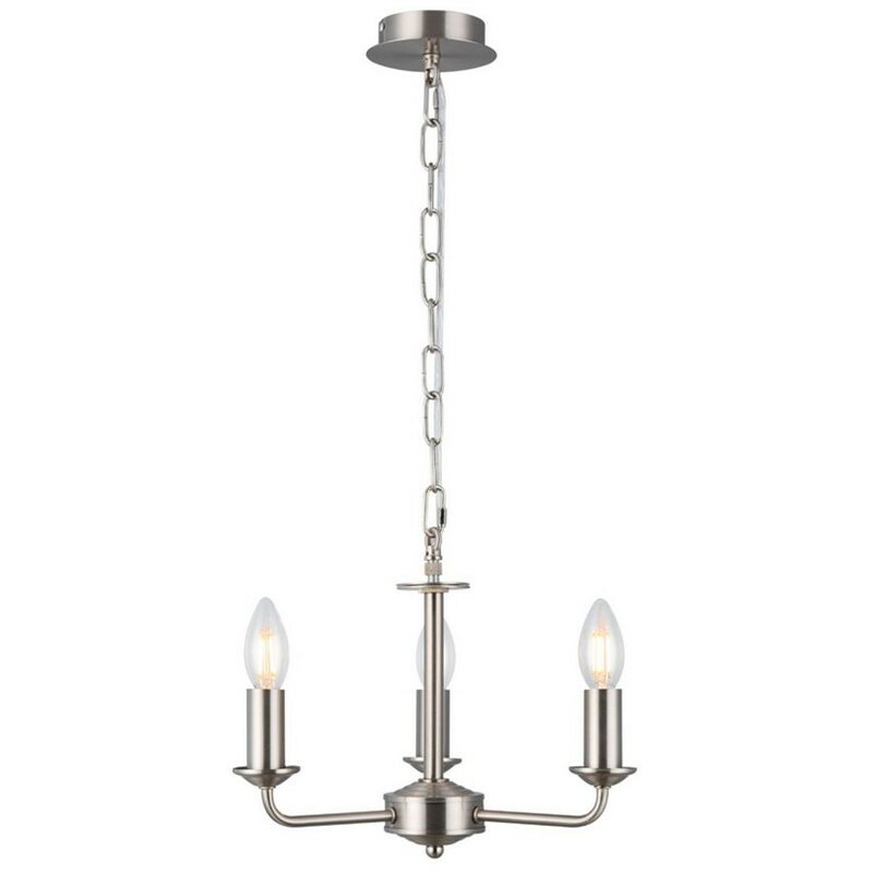 Image of Inspired Lighting - Inspired Deco - Banyan - Lampada a sospensione a 3 bracci multibraccio senza paralume, catena da 2 m, nichel satinato E14