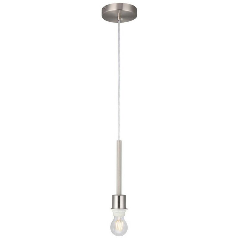 

Inspired Deco - Baymont - Colgante de techo universal E27 de níquel satinado, 1 luz, 3 m, adecuado para una amplia selección de tonos