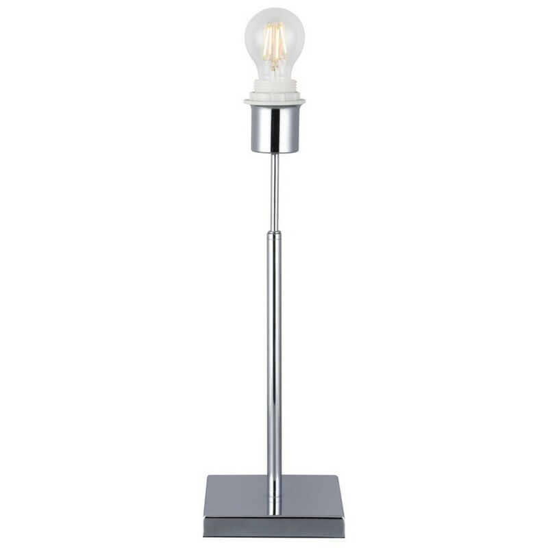 Inspired Deco - Camino - Petite lampe de table à base carrée sans abat-jour, interrupteur en ligne, 1 lumière E27 chrome poli