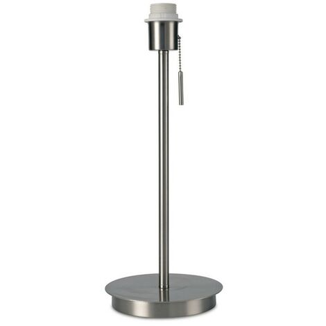 Inspired Deco - Carlton - Grande lampe de table à base plate ronde sans abat-jour, douille commutée, 1 ampoule E27 nickel satiné