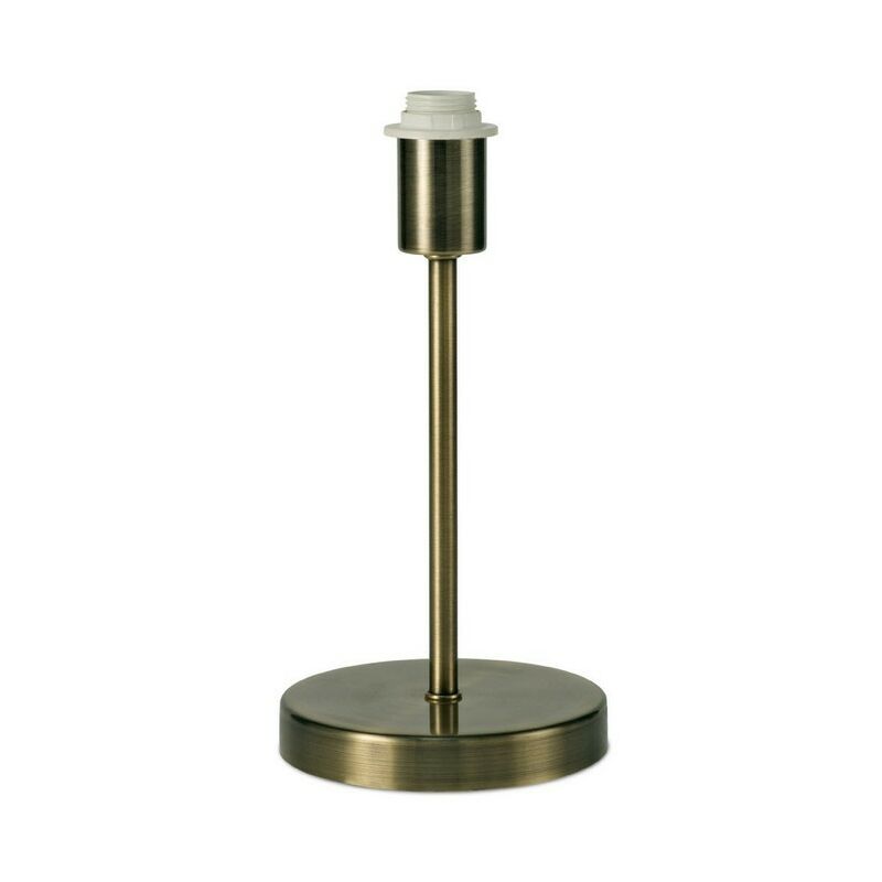 Image of Inspired Deco - Cedar - Lampada da tavolo piccola base rotonda senza paralume, interruttore in linea, 1 luce E14 in ottone antico