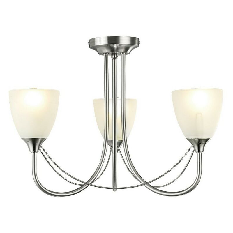 Image of Inspired Lighting - Inspired Deco - Cooper - Soffitto semi filo 3 luci nichel satinato, vetro opalino