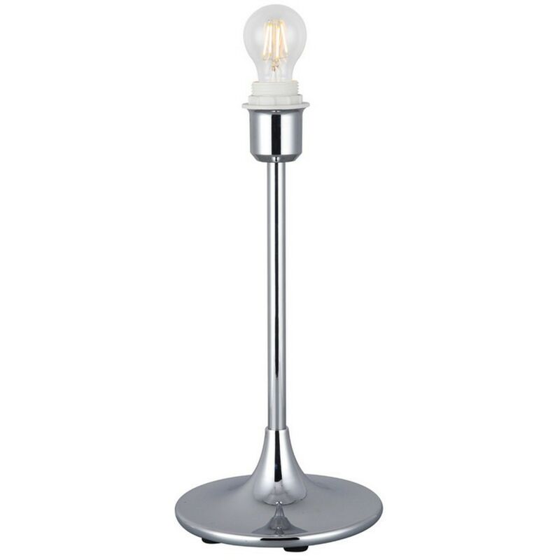 Image of Inspired Lighting - Inspired Deco - Crowne - Lampada da Tavolo Base Tonda Curva senza Paralume, Interruttore In Linea, 1 Luce E27 Cromo Lucido
