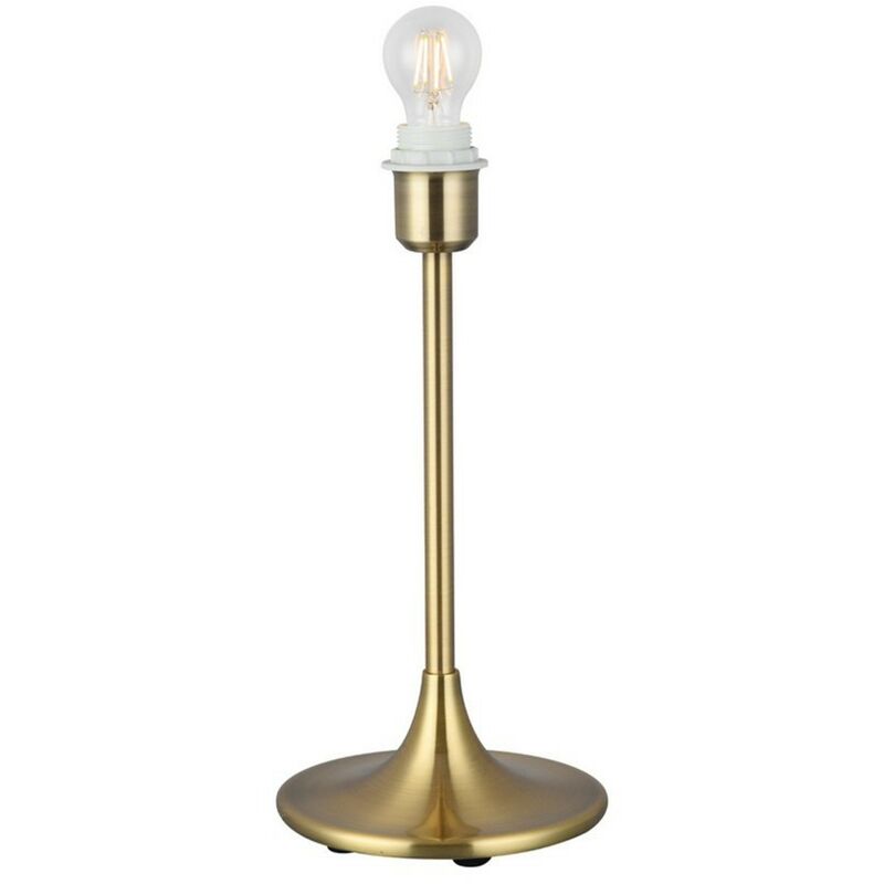 Image of Inspired Deco - Crowne - Lampada da tavolo rotonda con base curva senza paralume, interruttore in linea, 1 luce E27 in ottone anticato