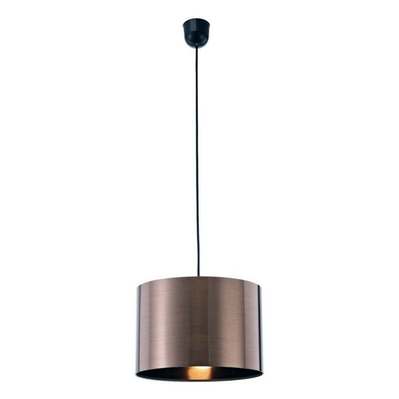 Image of Inspired Lighting - Inspired Deco - Dako - Sospensione a soffitto nera 1 luce E27 con paralume cilindrico in bronzo metallizzato 300 x 200 mm, staffa