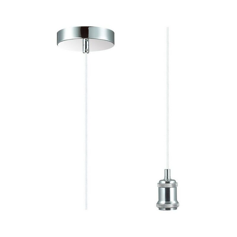 

Inspired Deco - Dreifa - Kit de suspensión de 1,5 m 1 cromo pulido claro, cable trenzado blanco, E27 máx. 60 W, c, w soporte de techo