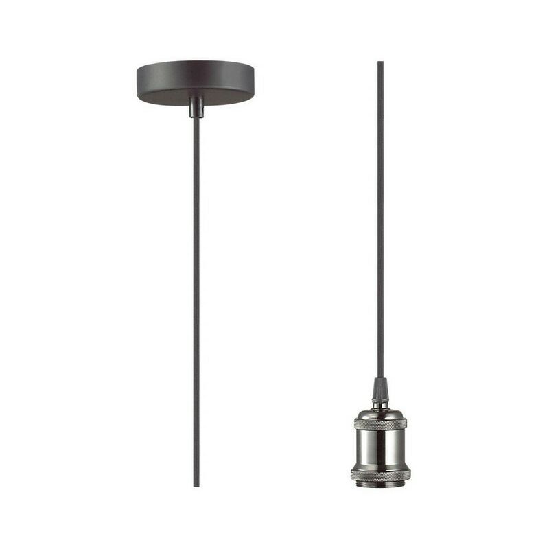 

Inspired Deco - Dreifa - Kit de suspensión de 1,5 m 1 Light Gun Metal, cable trenzado negro, E27 Max 60 W, c, w soporte de techo