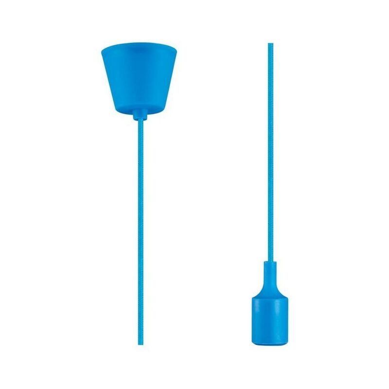 Image of Inspired Lighting - Inspired Deco - Dreifa - Kit di sospensione da 1,5 m 1 azzurro, base in plastica da 90 mm e copri portalampada in silicone, E27