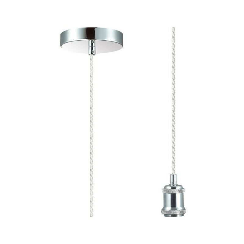 Image of Inspired Lighting - Inspired Deco - Dreifa - Kit di sospensione da 1,5 m 1 luce cromata lucida, cavo ritorto trasparente, E27 max 60 w, c, w staffa a