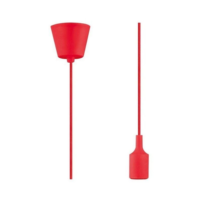 Image of Inspired Lighting - Inspired Deco - Dreifa - Kit di sospensione da 1,5 m 1 luce rossa, base in plastica da 90 mm e coprilampada in silicone, E27 max