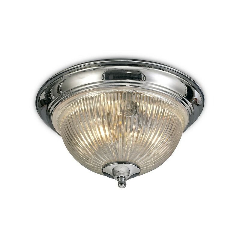 

Inspired Deco - Macy - Lámpara de techo empotrada IP44 2 luces E14, cromo pulido con vidrio acanalado transparente