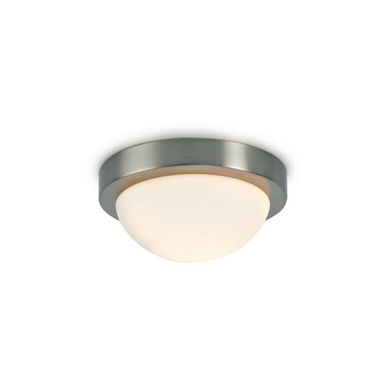 

Inspired Deco - Porter - IP44 1 luz E27 Lámpara de techo empotrada pequeña, níquel satinado con vidrio blanco ópalo