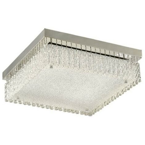 Inspired Diyas - Aiden - Large Square Flush Ceiling 21W 1800lm LED 4200K Polished Chrome, Crystal
