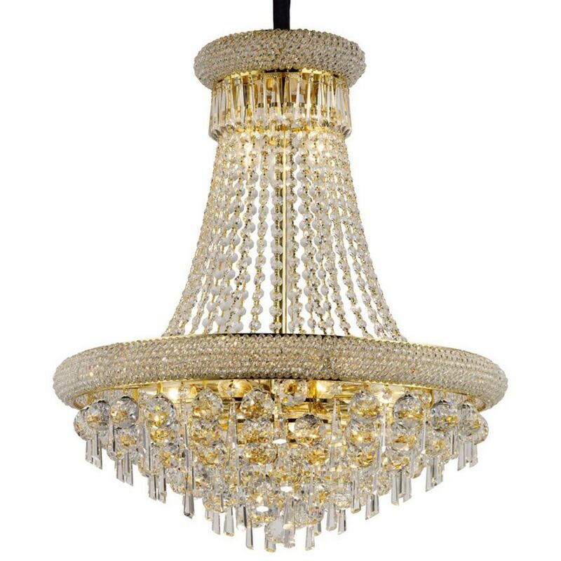 Inspired Diyas Alexandra - Lampadario a Sospensione a Soffitto 13 Luci Oro Francese, Cristallo