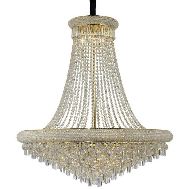 Image of Diyas - Inspired Alexandra - Lampadario a Sospensione a Soffitto 20 Luci Oro Francese, Cristallo