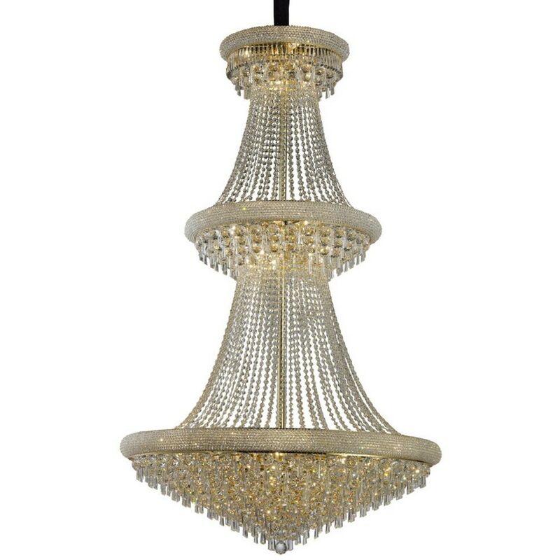 Image of Inspired Lighting - Inspired Diyas - Alexandra - Lampadario a Sospensione a Soffitto 3 Livelli 37 Luce Francese Oro, Cristallo