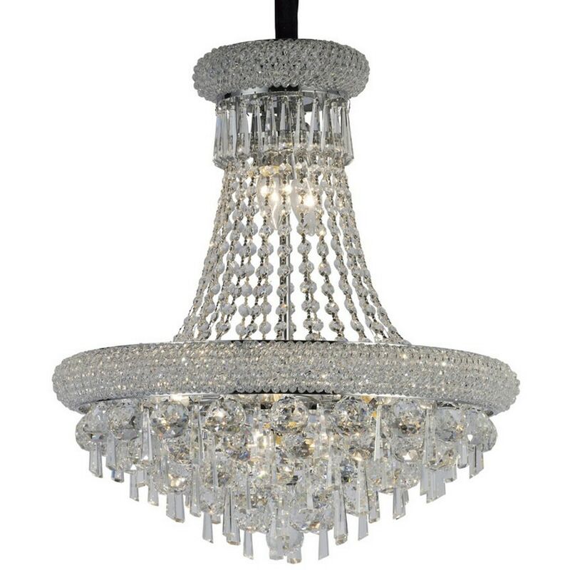 Inspired Diyas Alexandra - Lampadario a Sospensione a Soffitto a 9 Luci Cromo Lucido, Cristallo