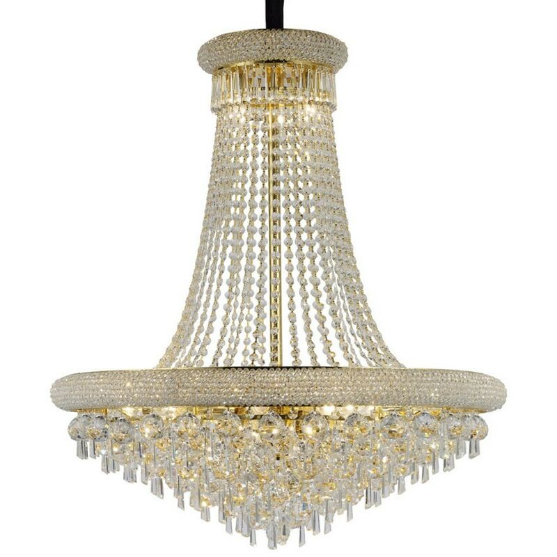 Image of Diyas - Inspired Alexandra - Lampadario a Sospensione a Soffitto Oro Francese 18 Luci, Cristallo