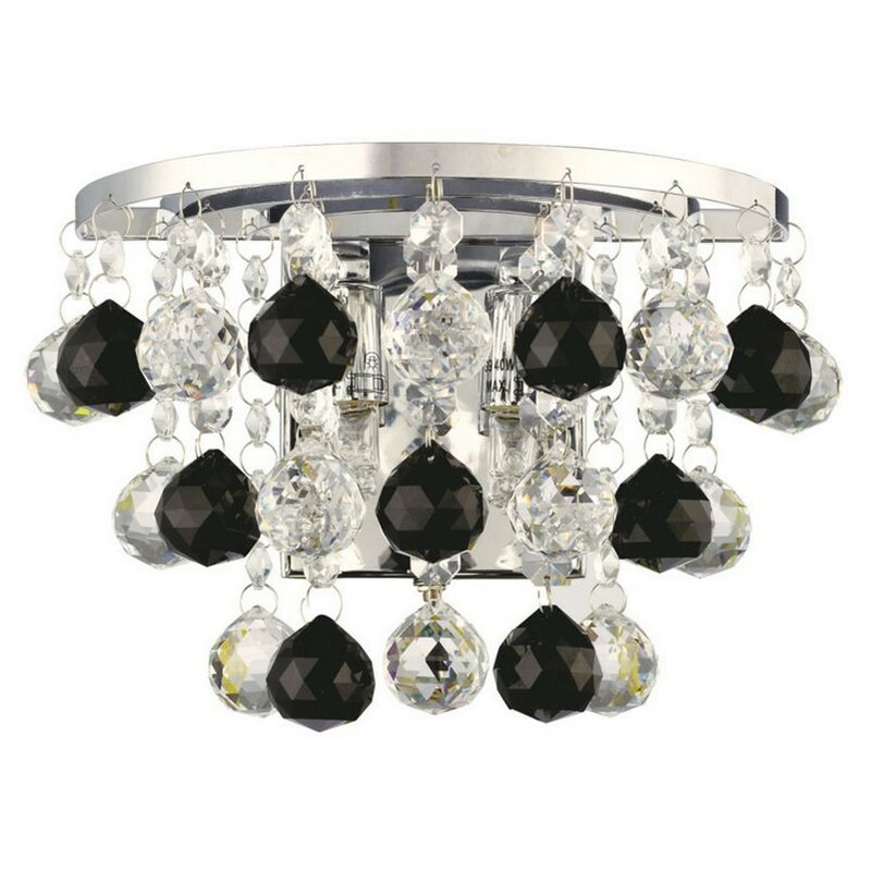 Image of Inspired Lighting - Inspired Diyas - Atla - Lampada da parete Switched 2 luci cromo lucido, cristallo, fornita con 9 sfere aggiuntive in cristallo