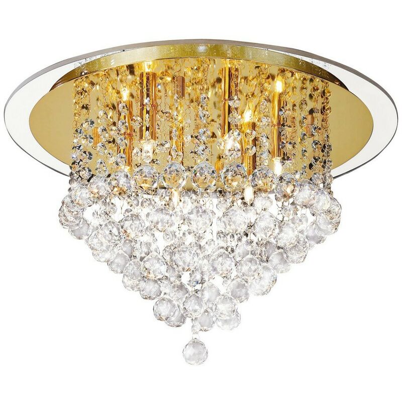 Image of Inspired Lighting - Inspired Diyas - Atla - Plafoniera a filo 6 luci oro francese, cristallo