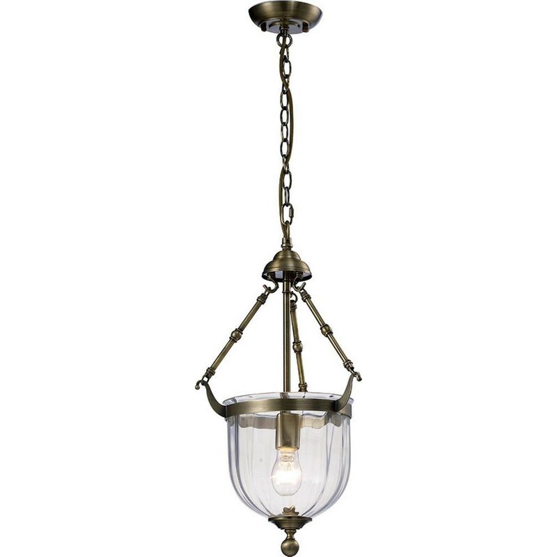 Image of Inspired Diyas - Aubrey - Soffitto Pendente Lanterna 1 Luce Ottone Antico, Vetro