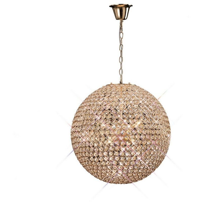 Image of Diyas - Inspired Ava - Pendente a Soffitto 9 Luci In Oro Francese, Cristallo