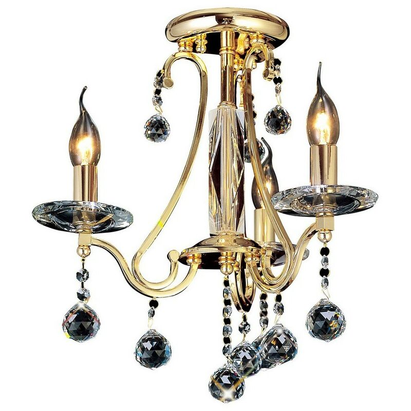 Image of Inspired Lighting - Inspired Diyas - Bianco - Soffitto semi filo 3 luci oro francese, cristallo